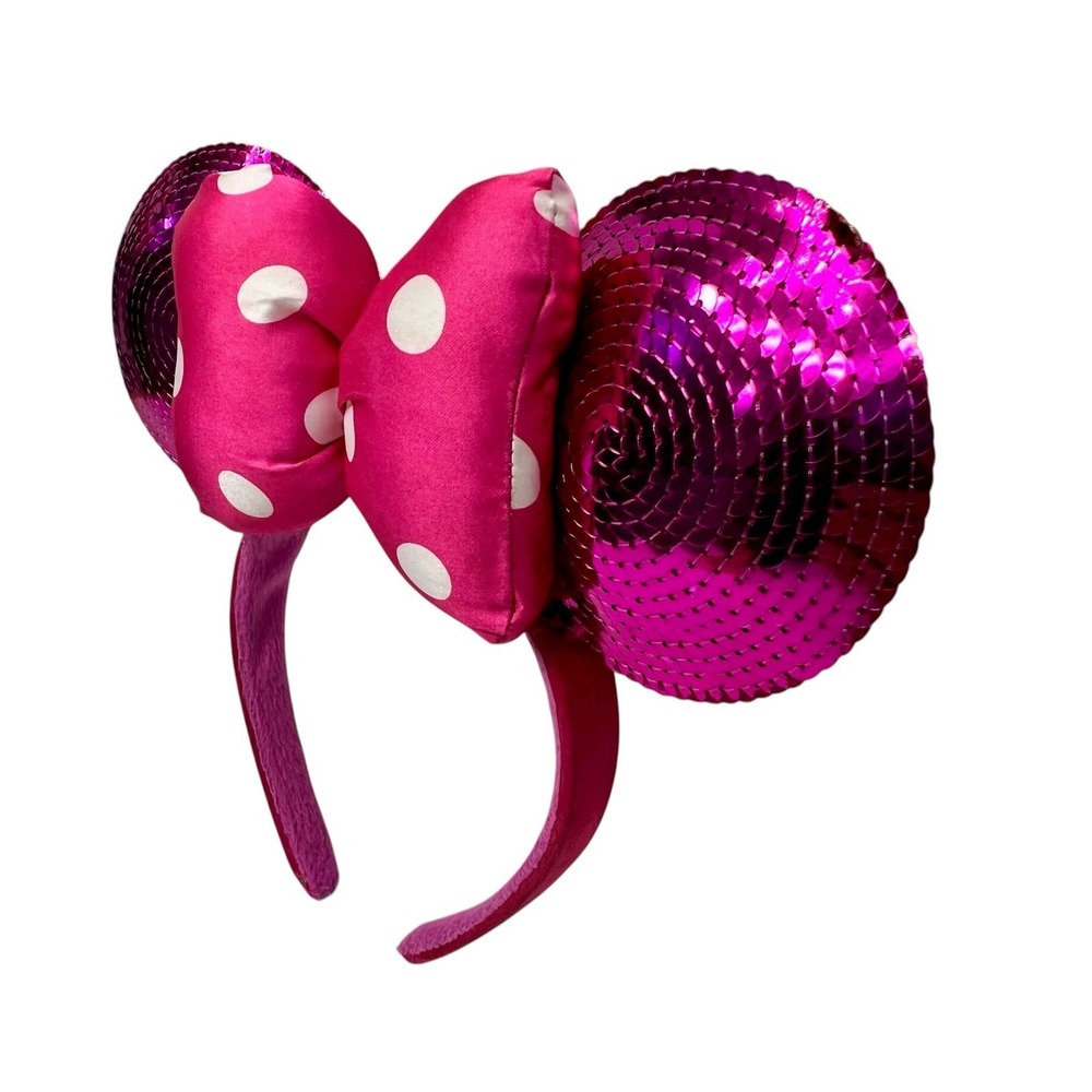 Original Disney Parks Pink W Pink Polka Dot Bow Minnie Ears - Picture 3 of 10
